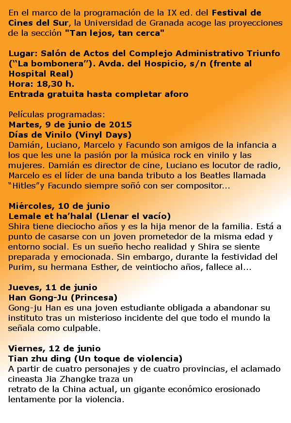 ©Ayto.Granada: Enredate: Fstival de Cines del Sur en la UGR